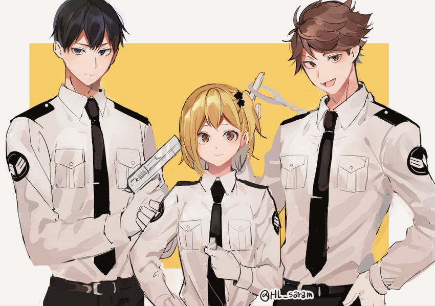 kageyama tobio, oikawa tooru, and yachi hitoka (haikyuu!!) drawn by joman