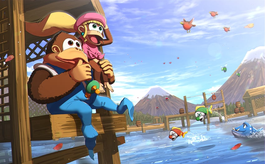 dixie kong, kiddy kong, klasp, nibbla, buzz, and 2 more (donkey kong and 2 more) drawn by gonzarez
