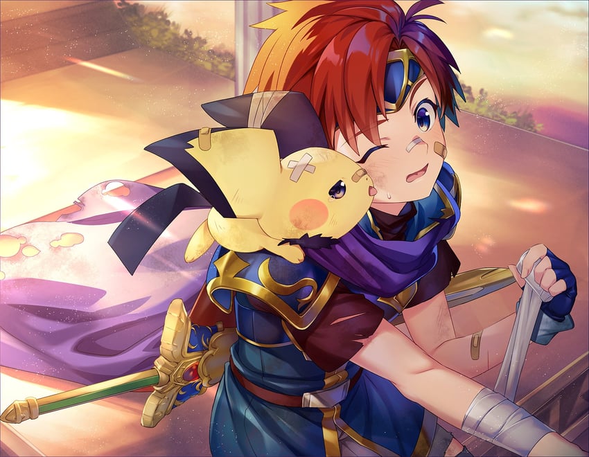 pichu and roy (pokemon and 3 more) drawn by yuki_(yuki2061)