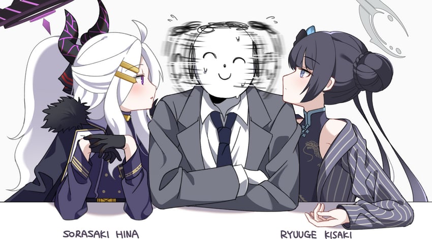 sensei, doodle sensei, hina, and kisaki (blue archive and 1 more) drawn by karaage_(xxxmido02)