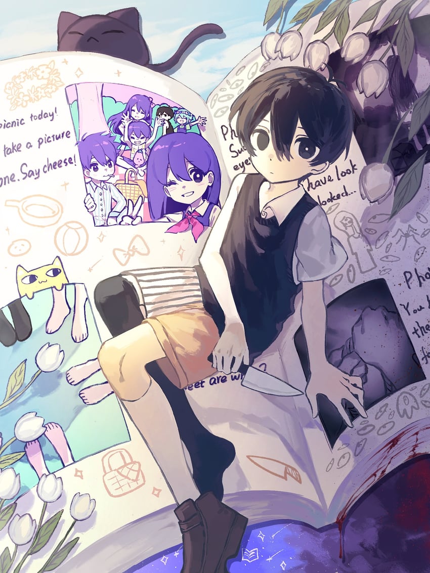 sunny, omori, basil, aubrey, mari, and 7 more (omori) drawn by makucrp