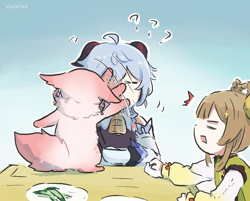 ganyu, yae miko, and yaoyao (genshin impact) drawn by xinzoruo