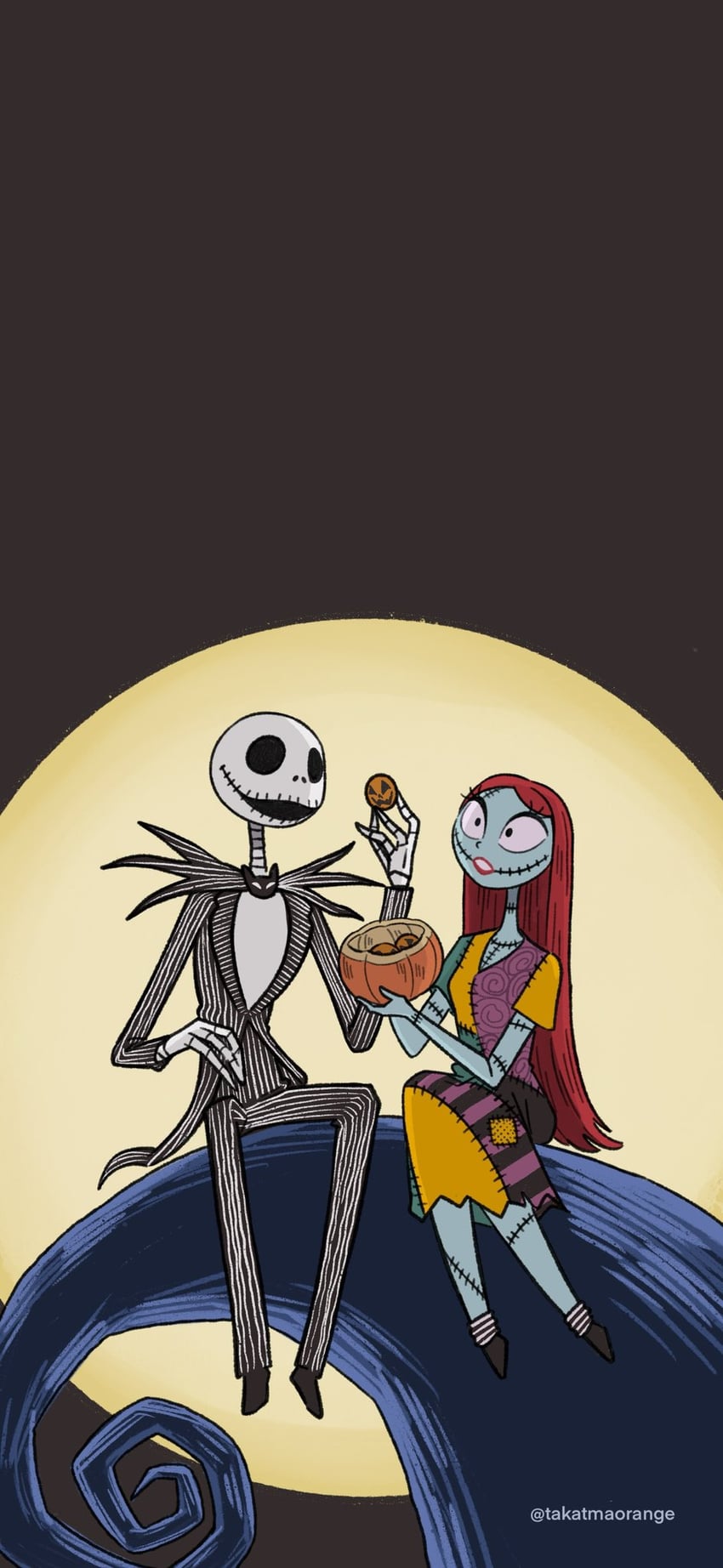 jack skellington and sally (the nightmare before christmas) drawn by takatmaorange