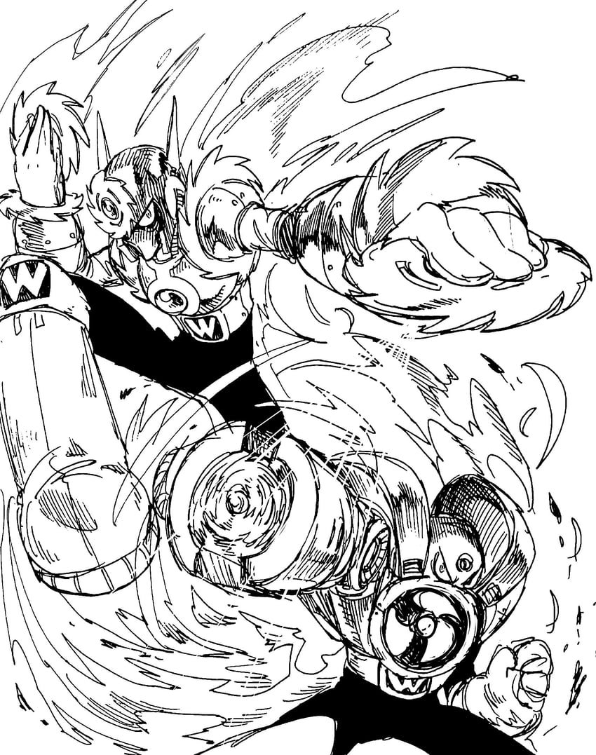 metal man and air man (mega man and 1 more) drawn by takenokonoko