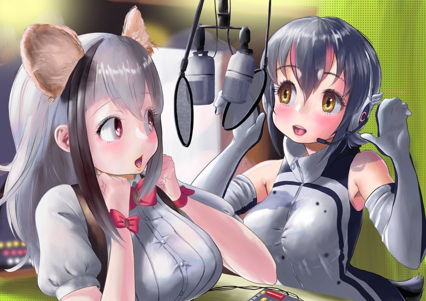 humboldt penguin and kirara mimi (kemono friends and 2 more) drawn by aburaeoyaji
