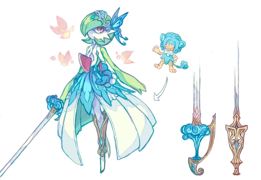 gardevoir and simipour (pokemon) drawn by komori_uta_(comori_uta)
