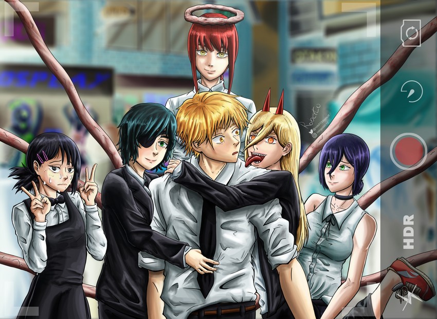 makima, power, denji, reze, higashiyama kobeni, and 1 more (chainsaw man) drawn by rob012dostuff