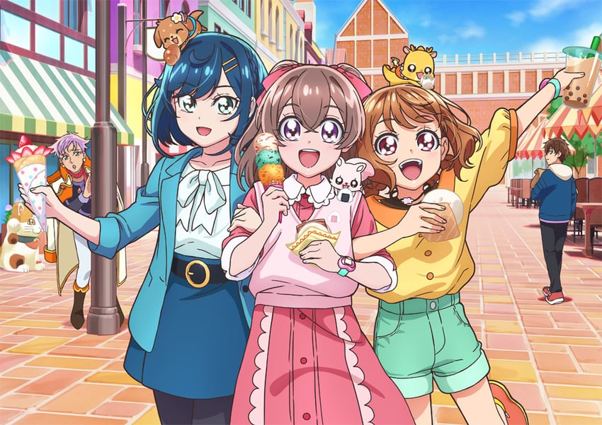 nagomi yui, fuwa kokone, hanamichi ran, kome-kome, pam-pam, and 3 more (precure and 1 more) drawn by yufu_kyouko