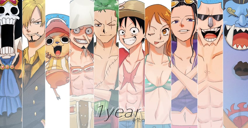 nami, monkey d. luffy, nico robin, roronoa zoro, sanji, and 5 more (one piece) drawn by feichangkou
