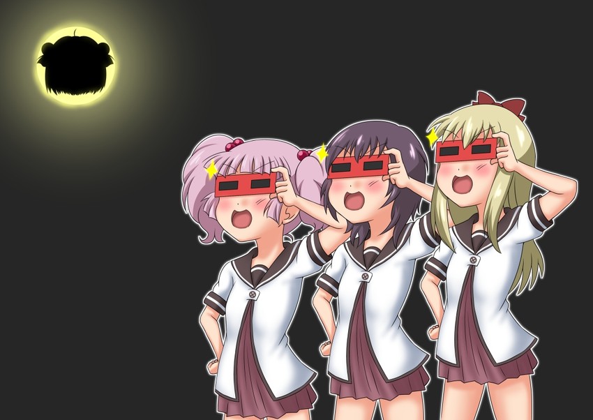toshinou kyouko, akaza akari, funami yui, and yoshikawa chinatsu (yuruyuri) drawn by anison