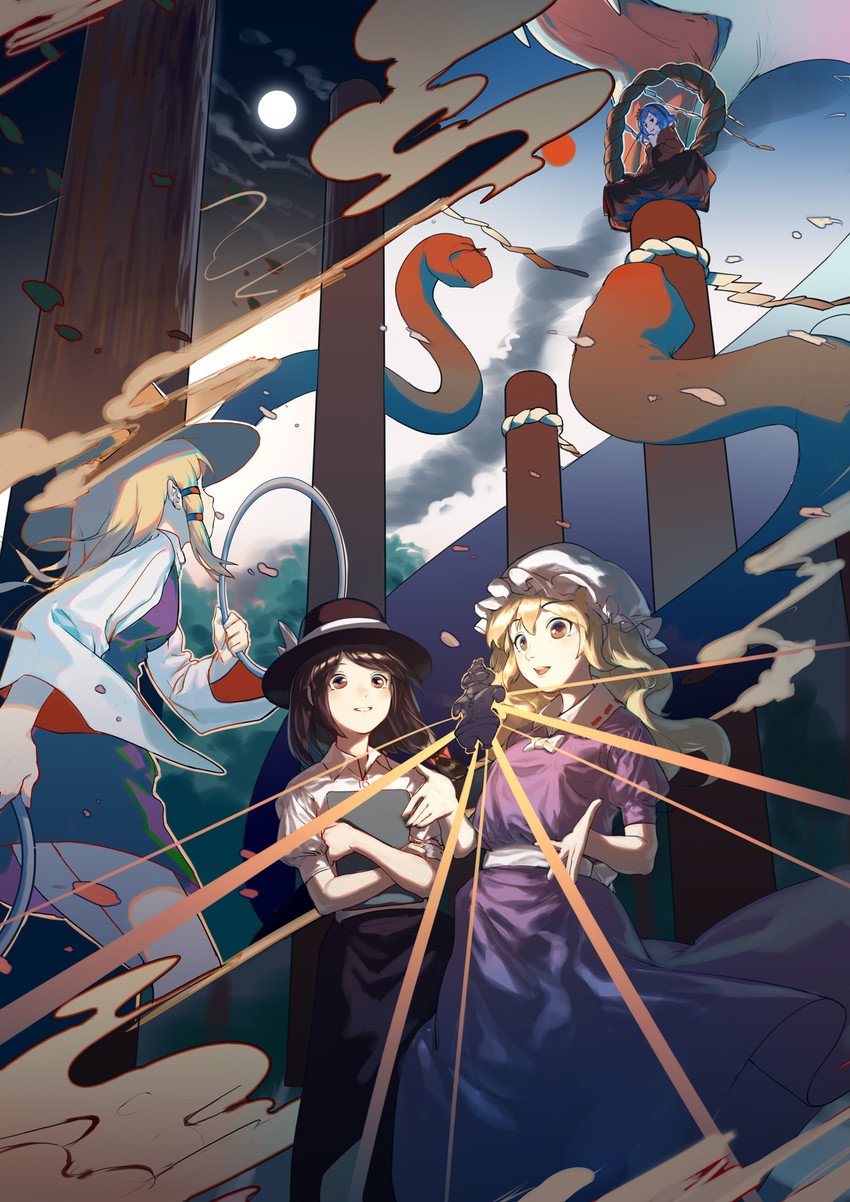 moriya suwako, yasaka kanako, usami renko, maribel hearn, and mishaguji (touhou) drawn by congming_lan