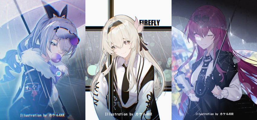 firefly, kafka, and silver wolf (honkai and 1 more) drawn by srpzk