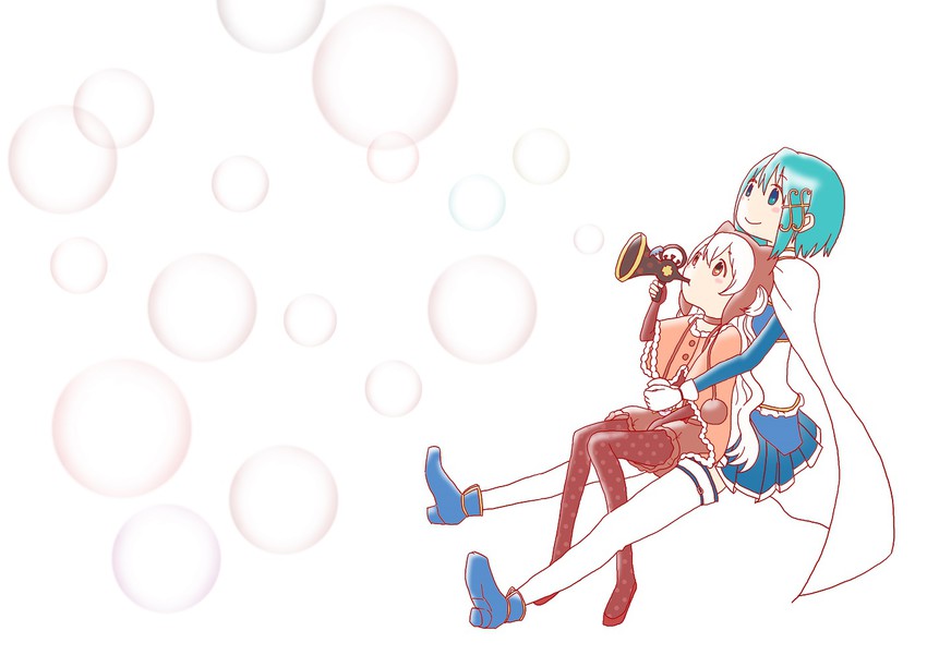 miki sayaka and momoe nagisa (mahou shoujo madoka magica and 1 more) drawn by keiru