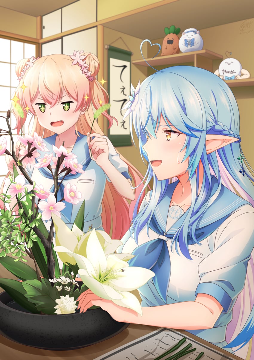yukihana lamy, momosuzu nene, nekko, and yukimin (hololive and 1 more) drawn by ken-ji