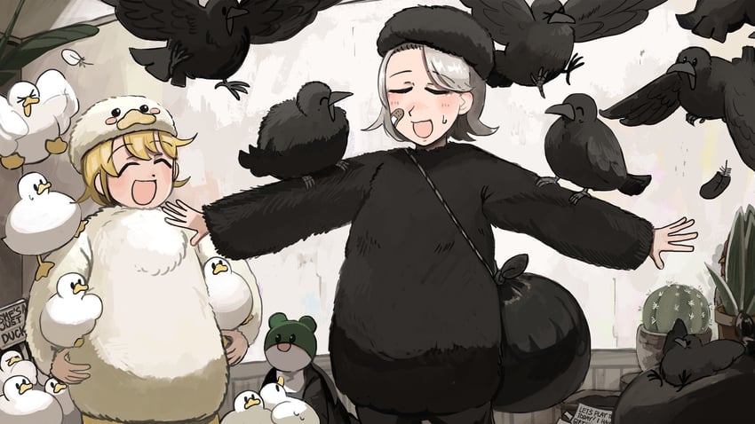 clumsy nun and leaf nun (little nuns) drawn by diva_(hyxpk)