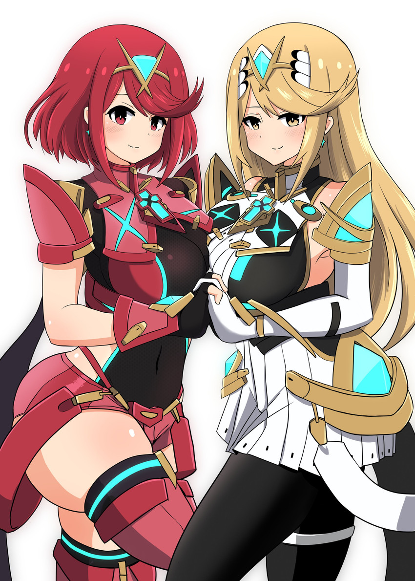 pyra and mythra (xenoblade chronicles and 2 more) drawn by asyura_kumo