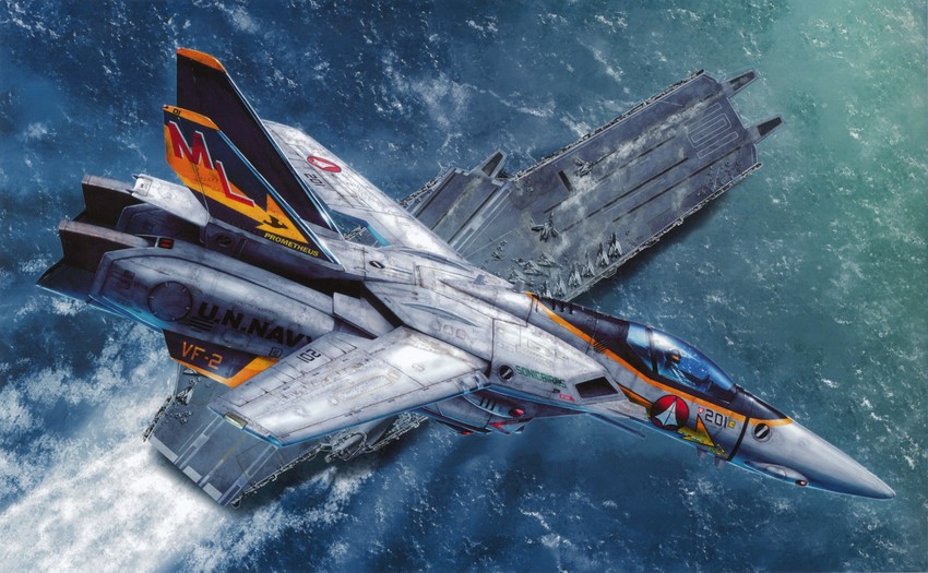 vf-1, vf-1a, and prometheus (macross and 1 more) drawn by tenjin_hidetaka