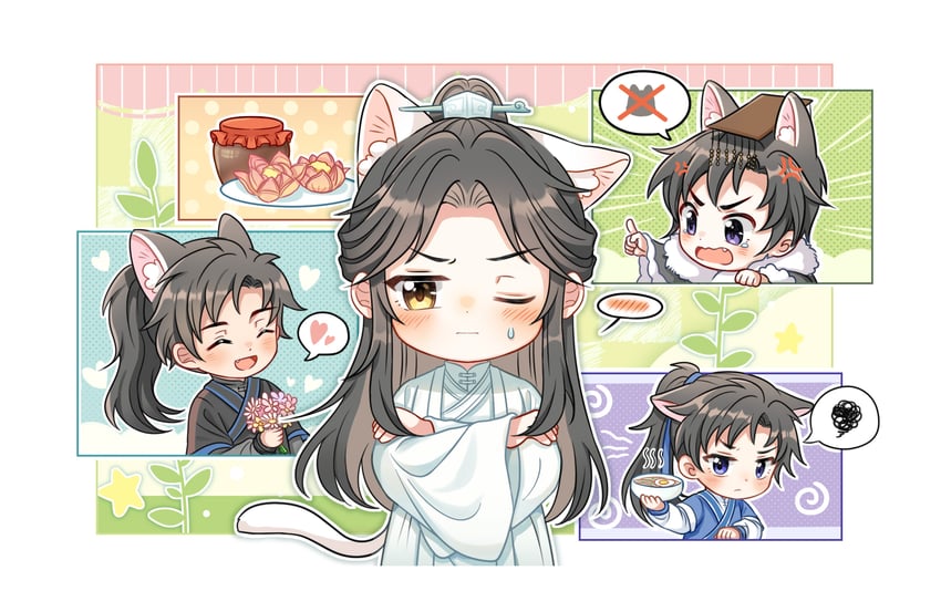 chu wanning, mo ran, and taxian-jun (erha he ta de bai mao shizun) drawn by chizuko_(4144768)