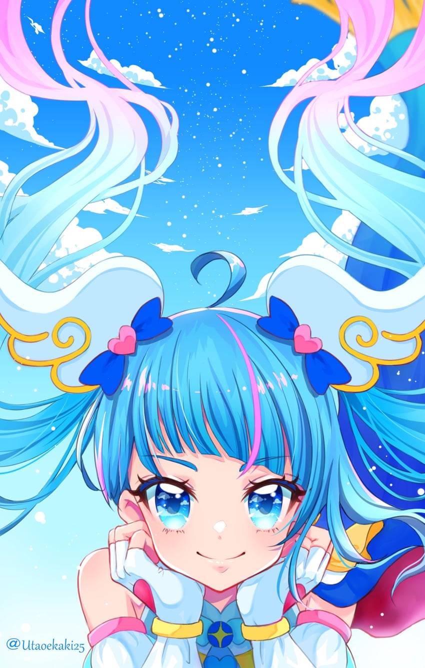 sora harewataru and cure sky (precure and 1 more) drawn by uta_(yagashiro25)