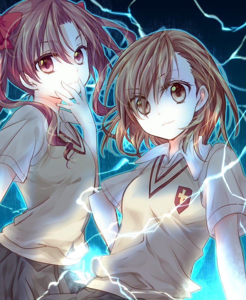 misaka mikoto and shirai kuroko (toaru majutsu no index and 1 more) drawn by riichu