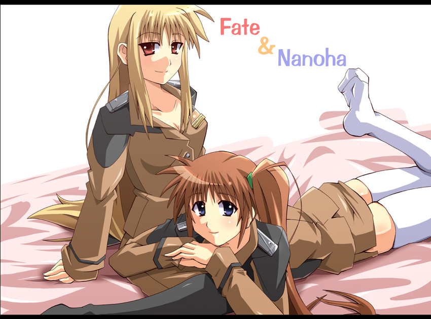 fate testarossa and takamachi nanoha (lyrical nanoha and 1 more) drawn by shin'ya_(nanp)