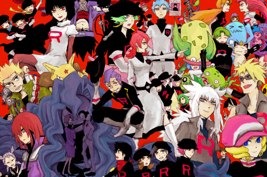 red, ethan, lyra, jessie, silver, and 49 more (pokemon and 5 more) drawn by sngw