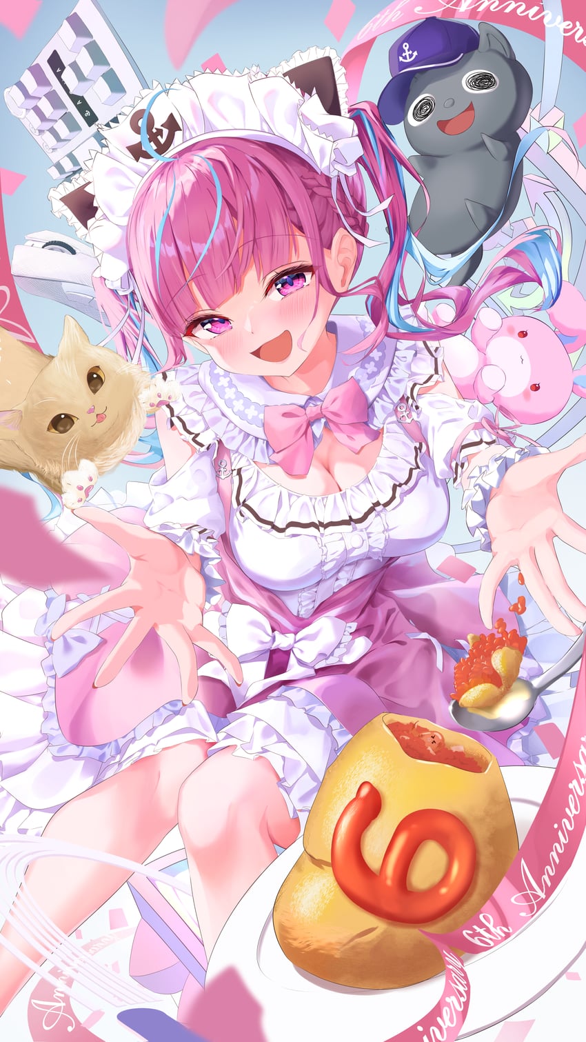 minato aqua, neko, and komugi (hololive) drawn by recomend_aqua