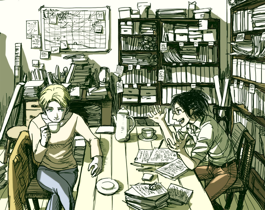 hange zoe and nanaba (shingeki no kyojin) drawn by mogt