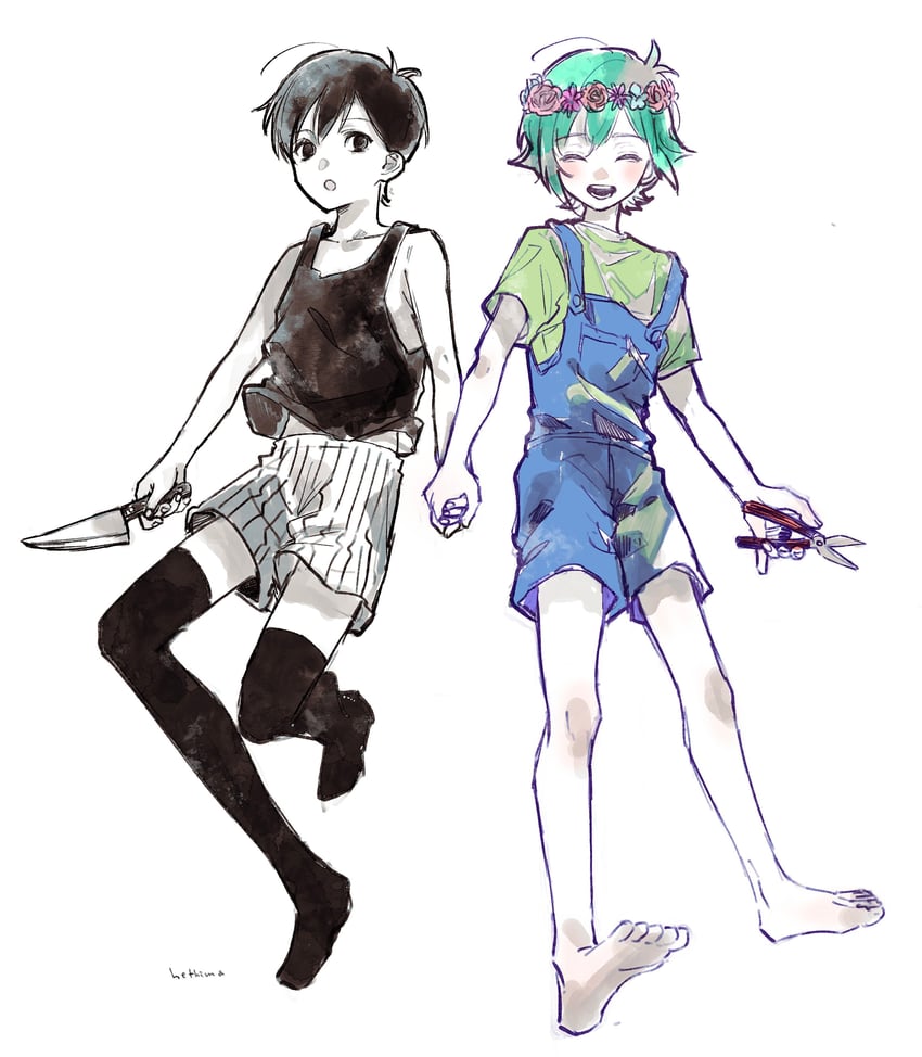 omori and basil (omori) drawn by hethima_power