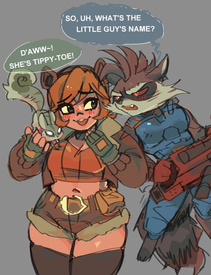 squirrel girl, rocket raccoon, and tippy-toe (marvel and 2 more) drawn by mercysstrap