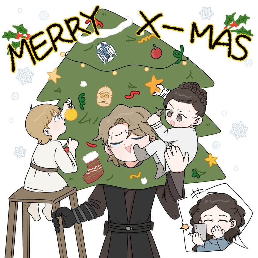 princess leia, anakin skywalker, luke skywalker, r2-d2, padme amidala, and 1 more (star wars) drawn by surisuri0