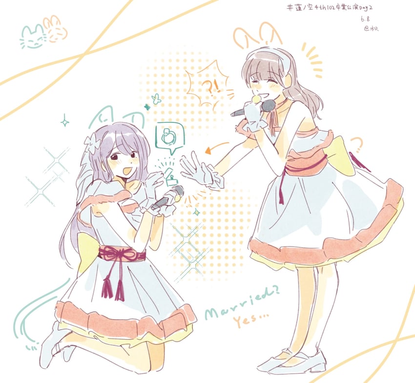 hanamiya nina and nirei nozomi (love live! and 2 more) drawn by woodonly