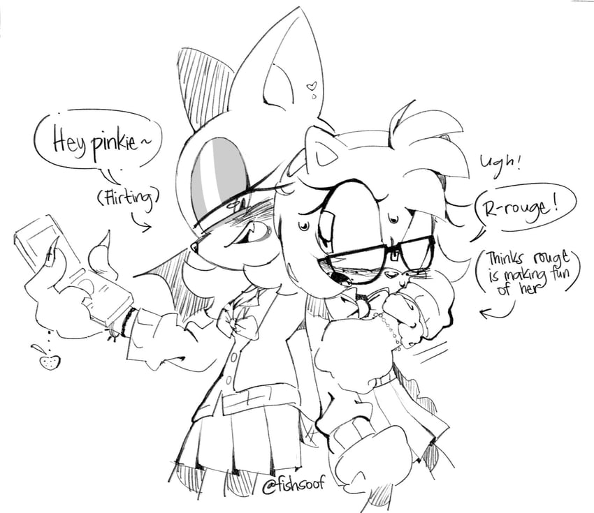 amy rose and rouge the bat (sonic) drawn by fishsoof