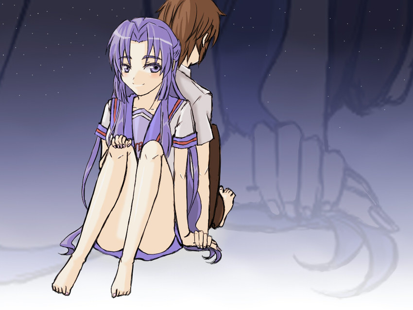 kyon and asakura ryoko (suzumiya haruhi no yuuutsu) drawn by murage_yuri
