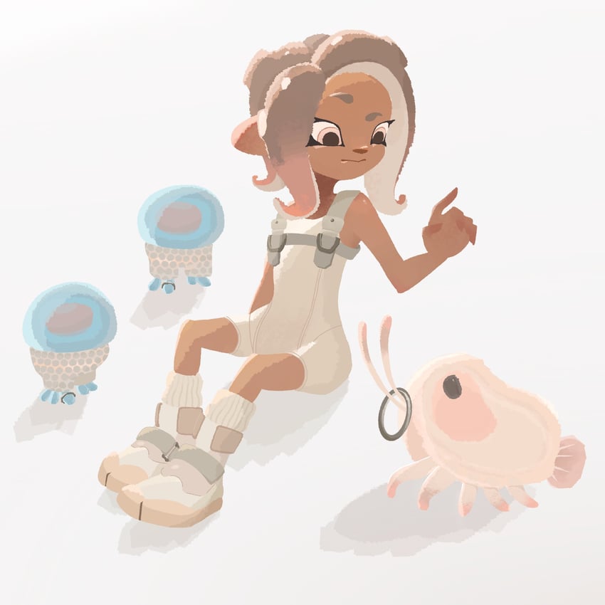 octoling player character, octoling girl, and agent 8 (splatoon and 2 more) drawn by cephalocakes