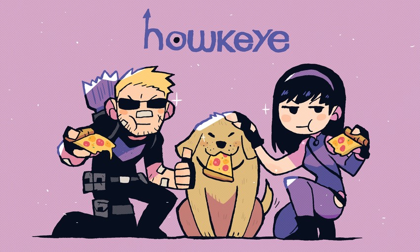 hawkeye, clint barton, and kate bishop (marvel and 2 more) drawn by rariatto_(ganguri)