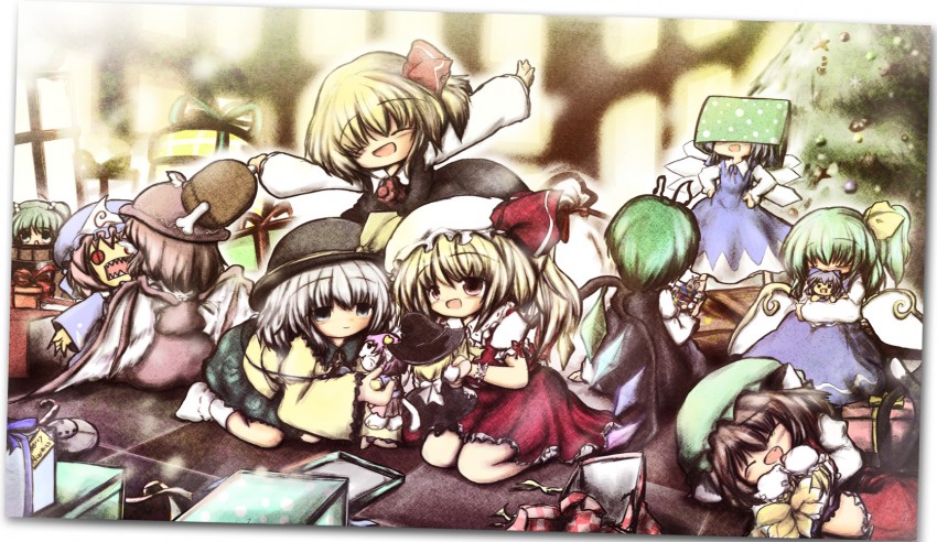 kirisame marisa, komeiji koishi, cirno, yakumo yukari, komeiji satori, and 9 more (touhou and 2 more) drawn by kouba
