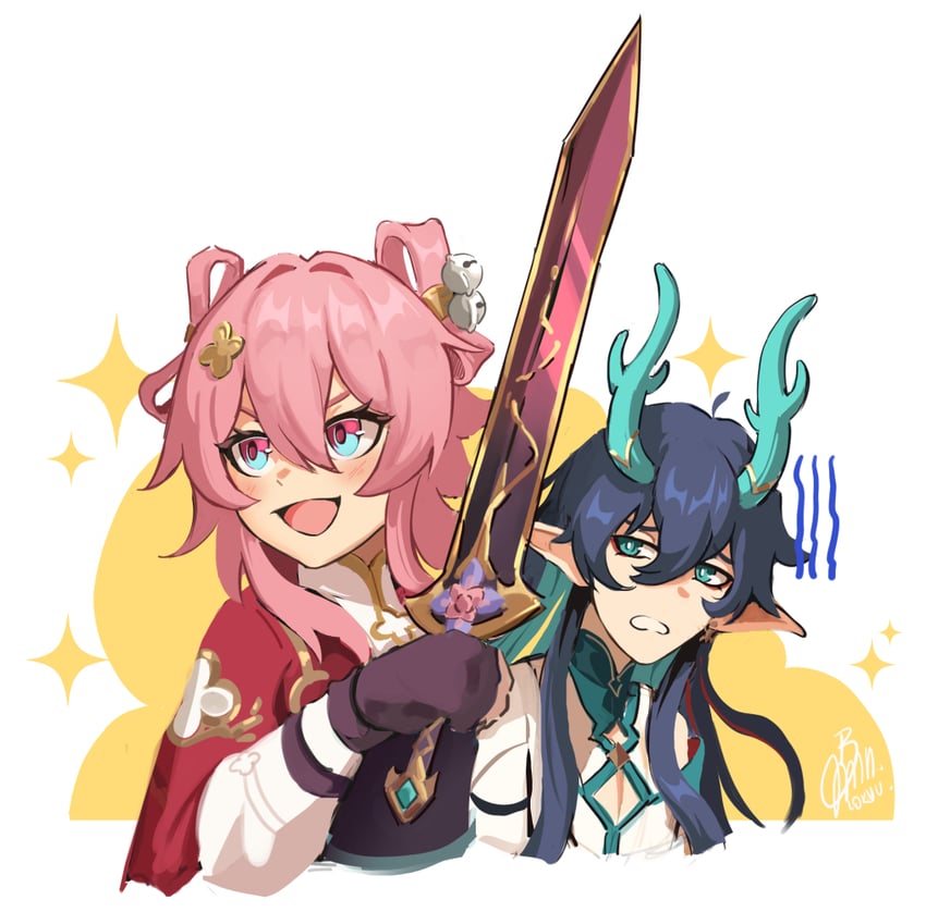 march 7th and dan heng (honkai and 1 more) drawn by lo_kyu