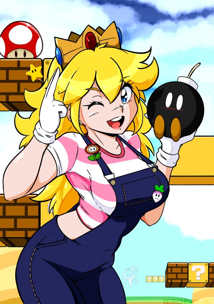 princess peach and bob-omb (mario and 1 more) drawn by superretroheart