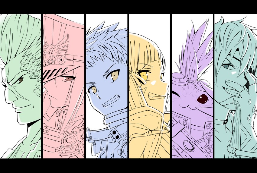 nia, rex, morag ladair, zeke von genbu, tora, and 1 more (xenoblade chronicles and 1 more) drawn by mebi_il