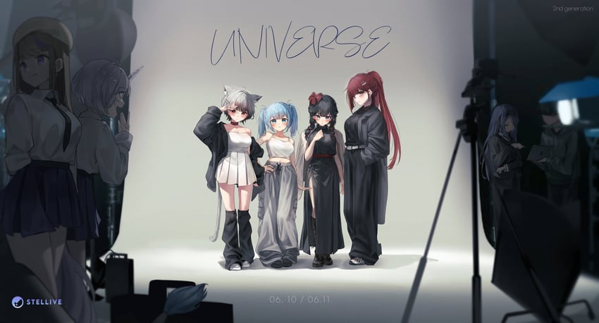 akane lize, airi kanna, shirayuki hina, neneko mashiro, ayatsuno yuni, and 2 more (stellive) drawn by firehippo