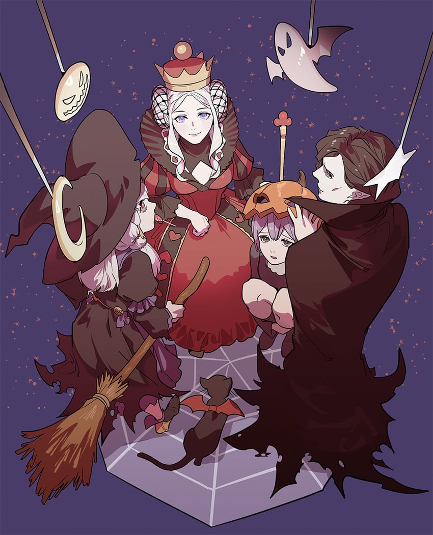 edelgard von hresvelg, lysithea von ordelia, bernadetta von varley, and hubert von vestra (fire emblem and 1 more) drawn by byuub