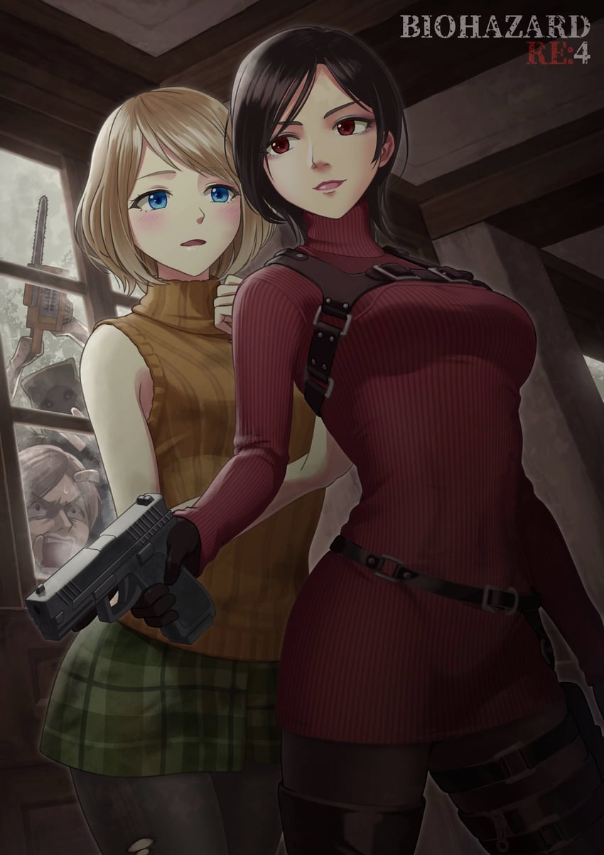 leon s. kennedy, ada wong, ashley graham, and dr. salvador (resident evil and 1 more) drawn by girugiru_(tektonics6588)