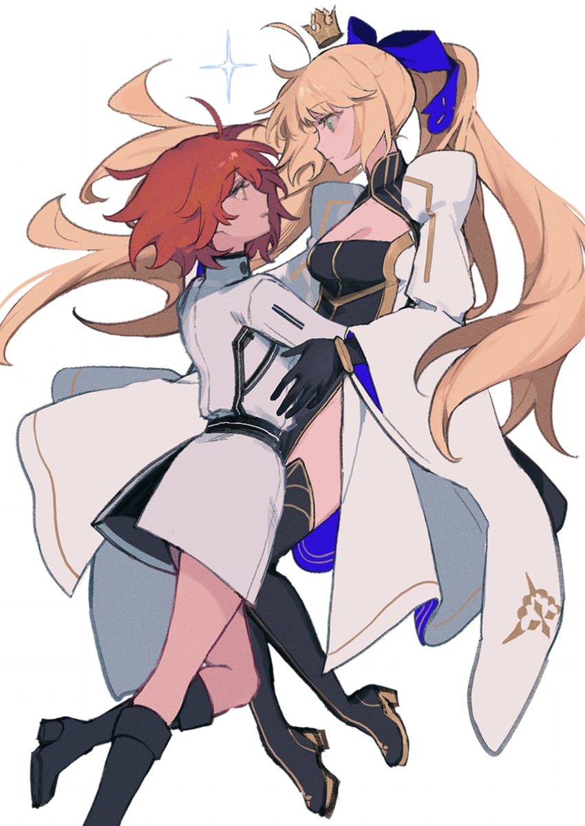 artoria pendragon, fujimaru ritsuka, and artoria caster (fate and 1 more) drawn by uxco0
