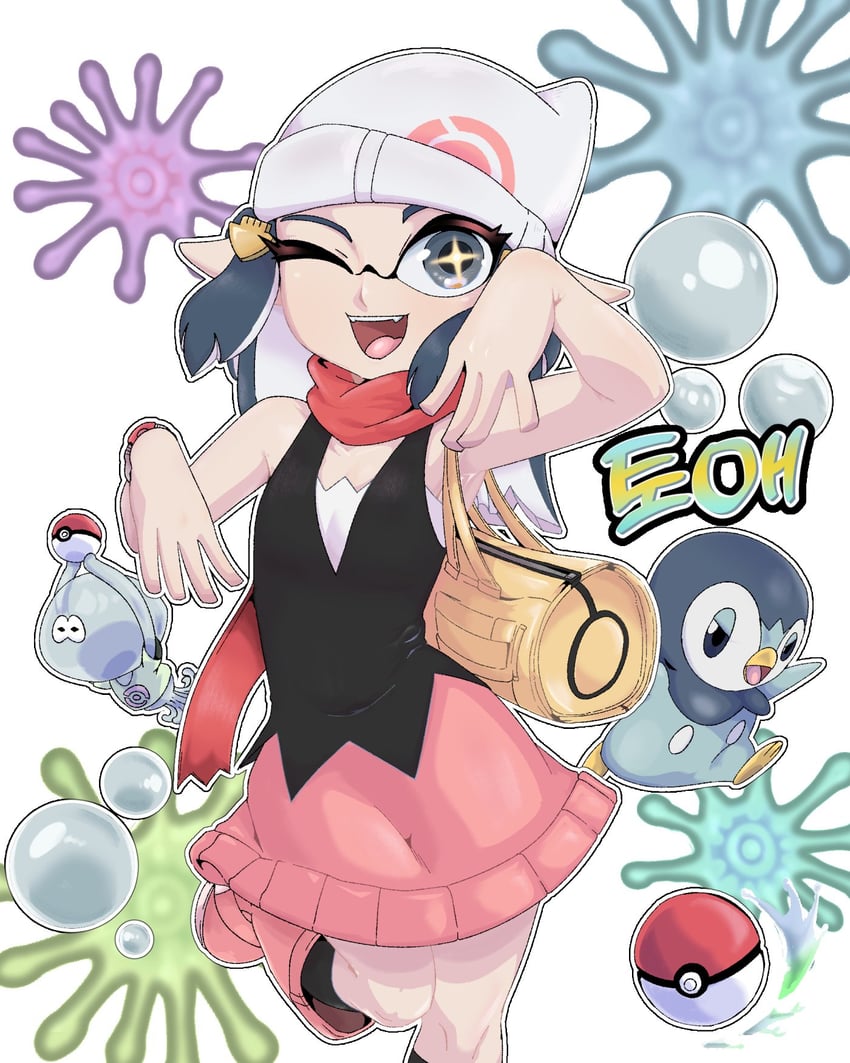 dawn, piplup, and jellyfish (pokemon and 2 more) drawn by positibe