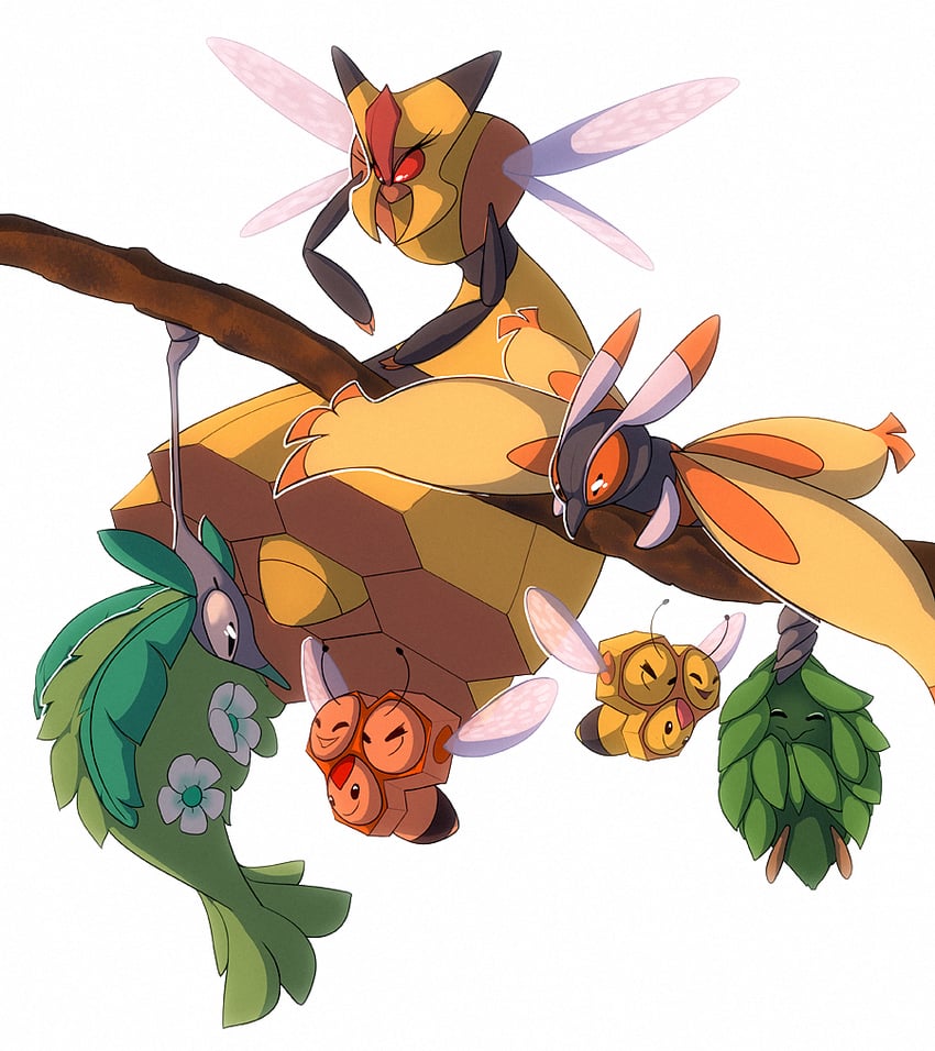 combee, vespiquen, burmy, and wormadam (pokemon) drawn by francis_lumanog