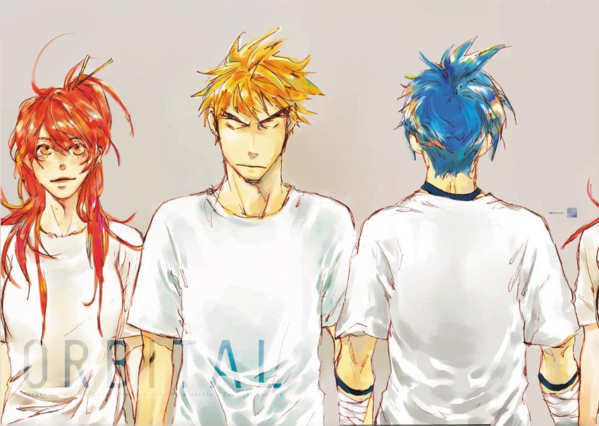 yoko littner, kamina, and kittan bachika (tengen toppa gurren lagann)