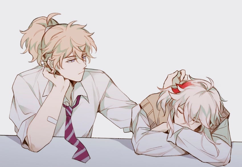 kaedehara kazuha and kazuha's friend (genshin impact) drawn by kuro_lee
