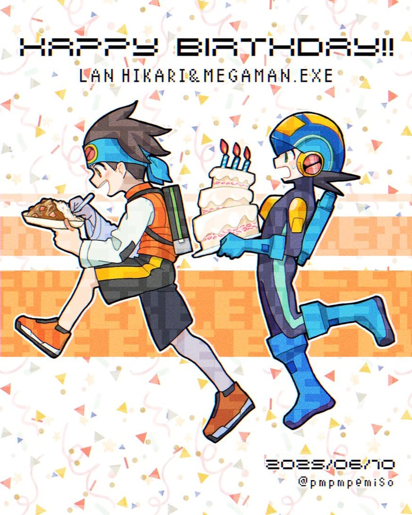 megaman.exe and lan hikari (mega man and 1 more) drawn by pmpmpemiso