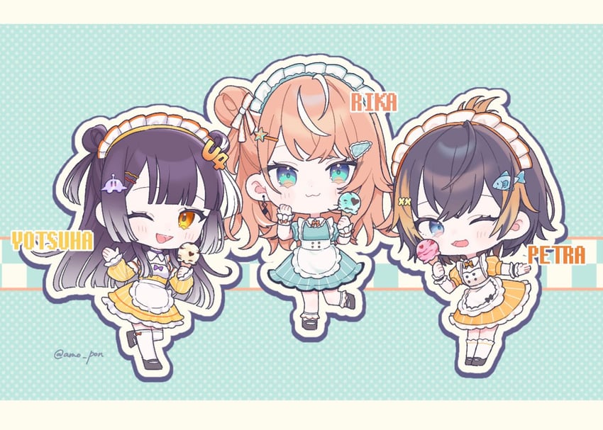 petra gurin, igarashi rika, and umise yotsuha (nijisanji and 1 more) drawn by amo_pon